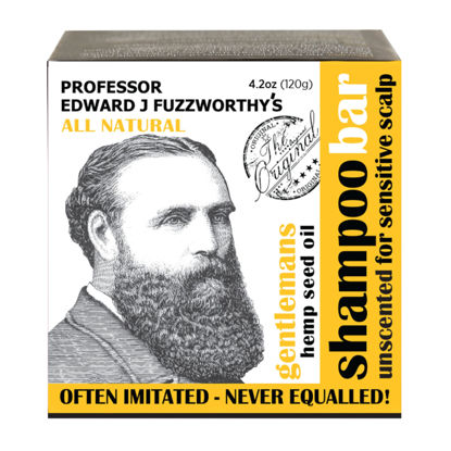 Picture of Professor Fuzzworthy's Beard & Hair Hemp Shampoo Bar - Unscented for Sensitive Skin - Normal Dry Oily Hair 4.2oz