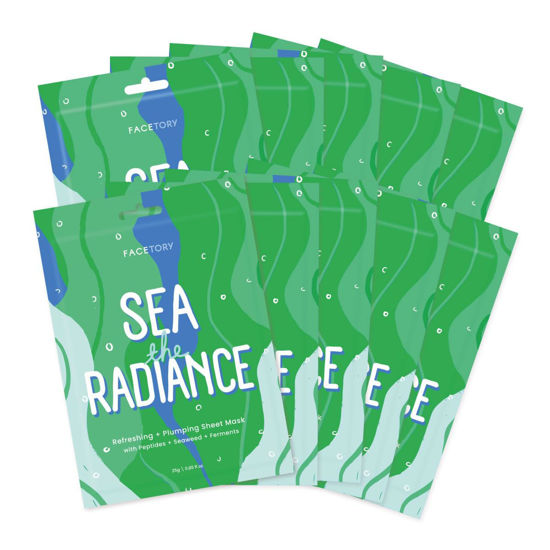 Picture of FACETORY K Beauty Face Mask Skin Care - SEA THE RADIANCE PLUMPING Sheet Mask with Peptides & Seaweed Extract | Hydrates, Firms, Rejuvenates (10 Pack)