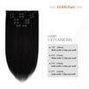 Picture of Aison Jet Black Clip in Hair Extensions Real Human Hair 70G 100% Remy Human Hair Clip in Extensions 7pcs 16clips 18 Inch Hair Extensions