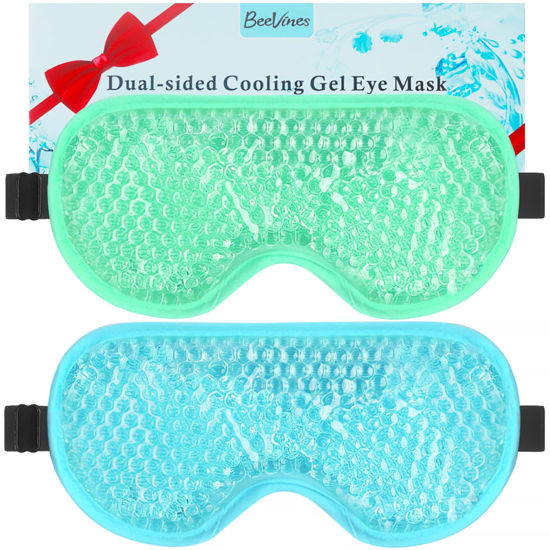 Picture of BeeVines Gel Eye Mask, 2 Pack Cooling Ice Masks for Puffy Eyes for Men & Women, Cold & Warm Compress for Post Surgery, Puffiness, Allergies, Sinuses & Migraines Treatment(Blue & Green)