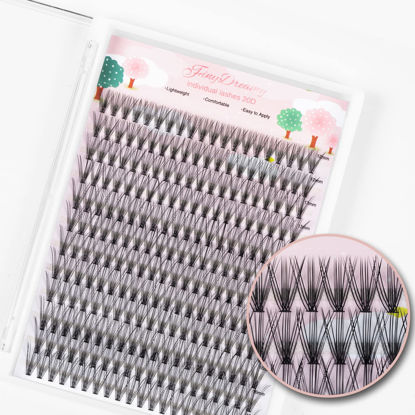 Picture of FinyDreamy 20D Lash Clusters 240pcs Individual Lashes Extensions Volume Cluster Lashes 12-16mm Mix Lengths C Curl 0.07mm Thickness eyelash Individual Cluster Lashes Apply Under your Lashes(20D12-16mm)