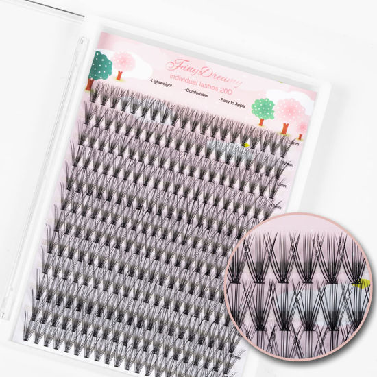 Picture of FinyDreamy 20D Lash Clusters 240pcs Individual Lashes Extensions Volume Cluster Lashes 12-16mm Mix Lengths C Curl 0.07mm Thickness eyelash Individual Cluster Lashes Apply Under your Lashes(20D12-16mm)