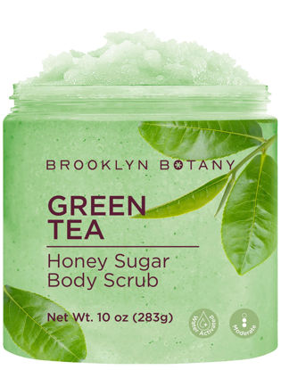 Picture of Brooklyn Botany Green Tea Honey Sugar Scrub for Body 10 oz - Deeply Hydrating and Gently Exfoliating Body Scrub for Women and Men - Moisturizing and Nourishing the Skin