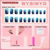 Picture of QQPPOLIU Short Press on Nails Square Shape with Sea Wave Design Acrylic Nails Winter Press on Nails
