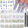 Picture of HNUIX Nail Rhinestones - 2920pcs 3D Multi Shape Size, Crystal AB Nail Gems, Flat Back, with Kit, for Nail Art, DIY Decorations