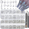 Picture of HNUIX Nail Rhinestones - 2920pcs 3D Multi Shape Size, Crystal Clear Nail Gems, Flat Back, with Kit, for Nail Art, DIY Decorations