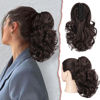 Picture of SOFEIYAN Ponytail Extension 11 inch Claw Clip Ponytail Hair Extensions Long Curly Wavy Ponytail Fluffy Clip on Pony Tails Synthetic Hairpiece for Women，Dark Brown & Dark Auburn Mixed