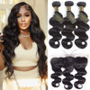 Picture of QTHAIR 14A Grade Body Wave Bundles with Transparent Lace Frontal Human Hair Bundles with Frontal 100% Unprocessed Brazilian Virgin Hair Ear To Ear Frontal with Body Wave Bundles (18 20 20+16 inch)