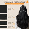Picture of DOORES Clip in Hair Extensions Real Human Hair, Jet Black 150g 9pcs 20 Inch, Human Hair Extensions Remy Hair Extensions Human Hair Clip in Straight Thick Extensions Human Hair Natural
