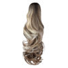 Picture of FELENDY Ponytail Extension Claw 18" 20" Curly Wavy Straight Clip in Hairpiece One Piece A Jaw Long Pony Tails for Women Dark Brown Mix Ombre Blonde