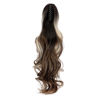 Picture of FELENDY Ponytail Extension Claw 18" 20" Curly Wavy Straight Clip in Hairpiece One Piece A Jaw Long Pony Tails for Women Dark Brown Mix Ombre Blonde