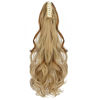 Picture of FELENDY Ponytail Extension Claw 18" 20" Curly Wavy Straight Clip in Hairpiece One Piece A Jaw Long Pony Tails for Women Ash Blonde Mix Ginger Brown