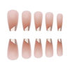 Picture of RUOKEXIN Medium Press on Nails Coffin Fake Nails with Designs Nude Gradient Acrylic False Nails with Glue French Gold Tip Artificial Nails Glossy Fake Fingernails Stick on Nails for Women 24Pcs