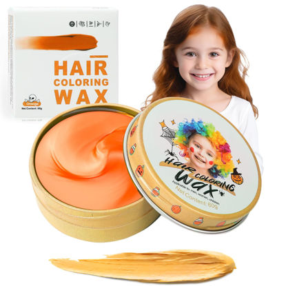 Picture of Temporary Orange Hair Color Wax for Kids, Women Men Colored Hair Styling Mud, Washable Style Dye for Girls Boys Teens, DIY Instant Hair Coloring Gel Cream for Cosplay Halloween Children's Day