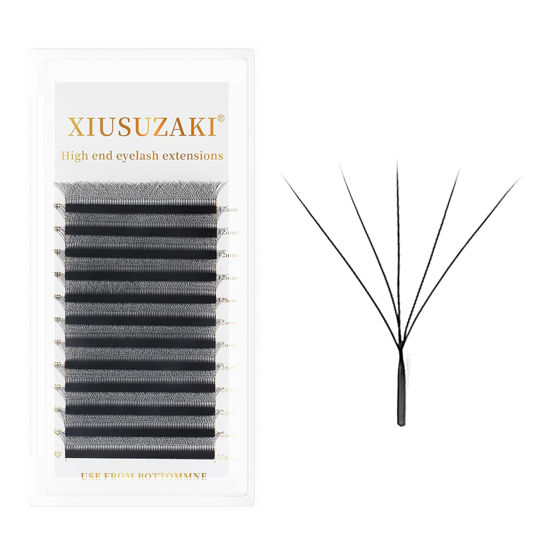 Picture of XIUSUZAKI W Lash Extensions Supplies 5D Eyelash Extensions W Shape 0.07mm Thickness C Curl 12mm Premade Fans Easy Fan Lashes Volume Matte Black 12 Rows Crisscross Eye Lashes(W-5D-0.07-C,12mm)