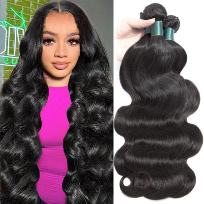 Picture of Superfect Human Hair Bundles 22 24 26 Inch Body Wave Bundles Human Hair 12A 100% Unprocessed Brazilian Virgin Hair Weave 3 Bundles Deals Human Hair Natural Black Color (22 24 26, Body Wave 3 Bundles)