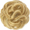 Picture of FESHFEN Messy Bun Hair Piece Curly Wavy Large Hair Bun Scrunchies Extensions Synthetic Strawberry Blonde & Bleach Blonde Tousled Updo Hairpieces for Women Girls