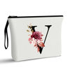 Picture of Vavabox A-Z Personalized Makeup Bag,Birthday Gifts for Women Mom,Gifts for Best Friend,Bride Bridesmaid Cosmetic bag (V, White)