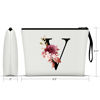 Picture of Vavabox A-Z Personalized Makeup Bag,Birthday Gifts for Women Mom,Gifts for Best Friend,Bride Bridesmaid Cosmetic bag (V, White)