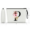 Picture of Vavabox A-Z Personalized Makeup Bag,Birthday Gifts for Women Mom,Gifts for Best Friend,Bride Bridesmaid Cosmetic bag (P, White)