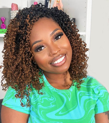 Picture of Aksice 10 Inch Yanky Twist Crochet Hair Pre-looped 8 Packs Ombre Brown Spring Twists Hair Senegalese Twist Crochet Hair with Curly Ends Synthetic Crochet Braids (1B/30#)