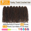 Picture of Aksice Pre-looped Yanky Twist Crochet Hair 8 Inch 8 Packs Bohemian Passion Twist Spring Mini Twist Crochet Hair for Black Women Boho Crochet Braids Synthetic (#1b/h/30)