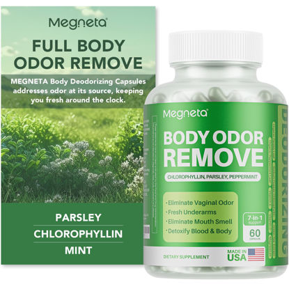 Picture of Body Deodorizing Supplement, Natural Internal Odor Control Pills for Men & Women, Chlorophyll Capsules for Skin, Breath, and Gut Health (60 Capsules)
