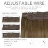 Picture of WENNALIFE Wire Hair Extensions (Increase 50% Lifespan) Real Human Hair 14 inch 105g Ombre Walnut Brown to Ash Brown Bleach Blonde Remy Real Hair Extensions Invisible Wire Human Hair Extensions