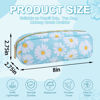 Picture of Waterproof Small Floral Pencil Case Makeup Bag for Purse,Cute Flower Pencil Pouch Preppy Nylon Makeup Brush Holder with Zipper,Girls Portable Storage Case Small Pen Bag for Work(Slim Blue-Daisy)