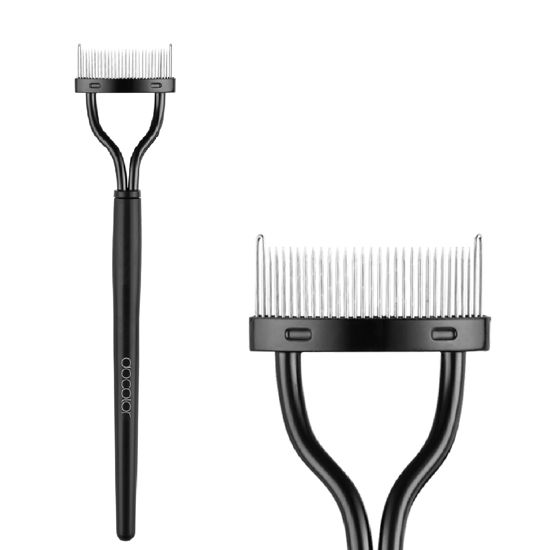 Picture of Docolor Eyelash Comb Eyelash Separator Tool Mascara Applicator Eyelash Brush Lash Separator Tool Comb Arc Designed Cosmetic Brushes Tool, with Comb Cover (Black)