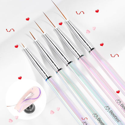 Picture of Beetles Nail Art Brushes, 5pcs Nail Art Liner Brushes Set Painting Nail Drawing Tool for Long Lines, Details, Fine Drawing Sizes 7/11/15/20/25mm Diamond Application Valentine's Day Gift for Women