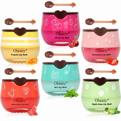 Picture of 6 PCS Bee Lip Balm Lip Mask Honey Pot, Propolis Lip Mask Overnight Moisturizing Lip Balm with Stick, Sleeping Lip Mask Hydrating Prevention Dry & Cracked, Reduce Lip Lines