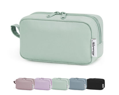 Picture of Narwey Small Cosmetic Bag, Small Makeup Bag for Purse, Travel Mini Makeup Pouch, Zipper Pouch, Cute Makeup Bag with Organized Pockets for Women (Mint Green, Small)