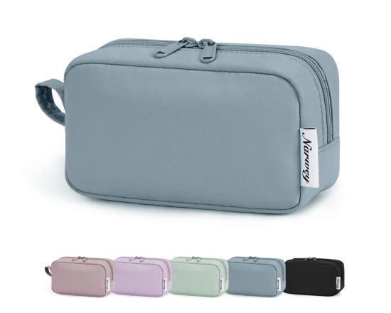 Picture of Narwey Small Makeup Bag for Purse Travel Makeup Pouch Mini Cosmetic Bag Zipper Pouch for Women (Greyish Blue, Small)