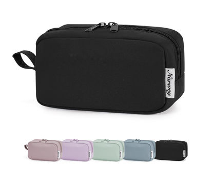 Picture of Narwey Small Makeup Bag for Purse Travel Makeup Pouch Mini Cosmetic Bag Zipper Pouch for Women (Black, Small)