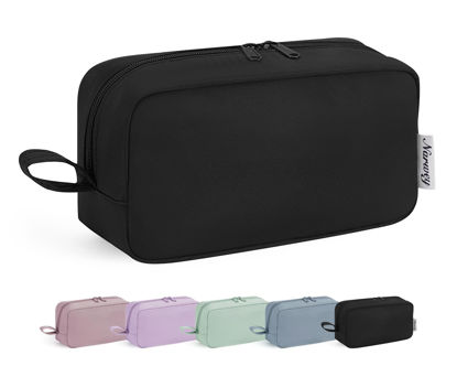 Picture of Narwey Cute Makeup Bag Small Toiletry Bag Travel Cosmetic Bag Organizer Make Up Bags with Organized Pockets for Women (Black, Large)