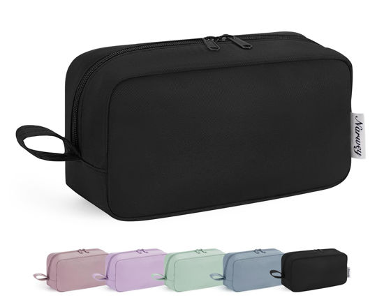Picture of Narwey Cute Makeup Bag Small Toiletry Bag Travel Cosmetic Bag Organizer Make Up Bags with Organized Pockets for Women (Black, Large)