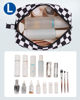 Picture of Narwey Checkered Makeup Bag Travel Cosmetic Bag Organizer Small Toiletry Bag Make Up Bags with Organized Pockets for Women (Black Checkerboard, Large)