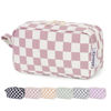 Picture of Narwey Small Cosmetic Bag, Small Makeup Bag for Purse, Travel Mini Makeup Pouch, Zipper Pouch, Cute Checkered Makeup Bag with Organized Pockets for Women (Dusty Rose Checkerboard, Small)