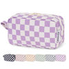 Picture of Narwey Small Checkered Makeup Bag for Purse Travel Makeup Pouch Mini Cosmetic Bag Zipper Pouch for Women (Purple Checkerboard, Small)
