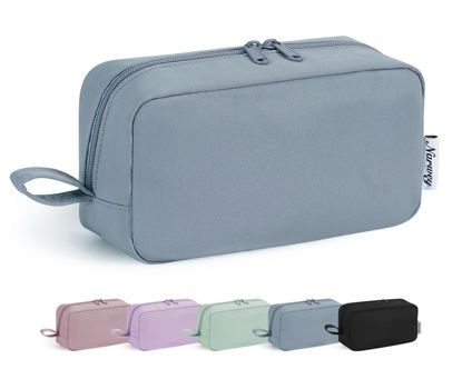 Picture of Narwey Cute Makeup Bag Small Toiletry Bag Travel Cosmetic Bag Organizer Make Up Bags with Organized Pockets for Women (Greyish Blue, Large)