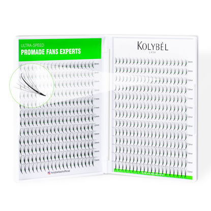 Picture of KOLYBEL 500 Premade Fans Eyelash Extensions 7D 0.07 Promade Wispy Lash Extensions 8-15mm Mixed Length C Curl Pointed Thin Base Handmade Volume Premade Lash Extensions Fans(7D,0.07-C-8-15mm)
