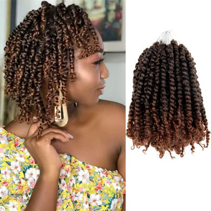 Picture of The BOHOBABE Crochet Passion Twist Hair Pretwisted 10 Inch Short Pre-looped Passion Twist Crochet Braiding Hair 8 Packs (T30)