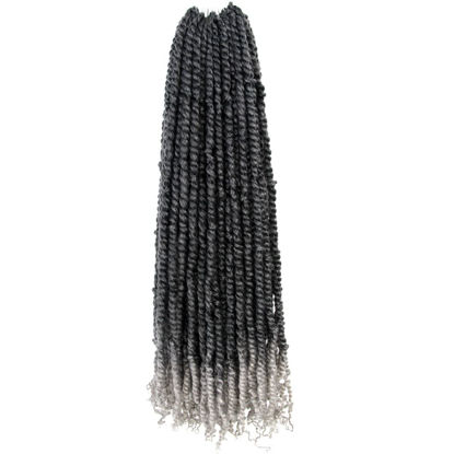 Picture of The BOHOBABE Long Pre-twisted Passion Twist Crochet Hair 36 Inch Pre-looped Long Ombre Gray Crochet Passion Twist Braiding Hair 8 Packs Soft Bohemian Twists (T1B/grey)
