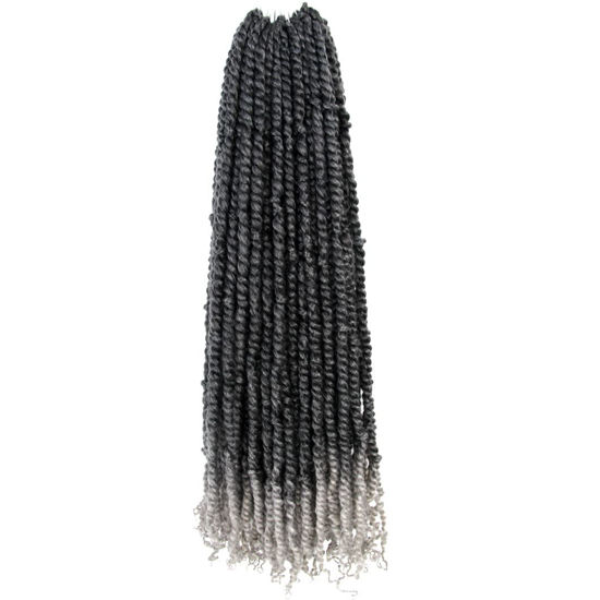 Picture of The BOHOBABE Long Pre-twisted Passion Twist Crochet Hair 36 Inch Pre-looped Long Ombre Gray Crochet Passion Twist Braiding Hair 8 Packs Soft Bohemian Twists (T1B/grey)