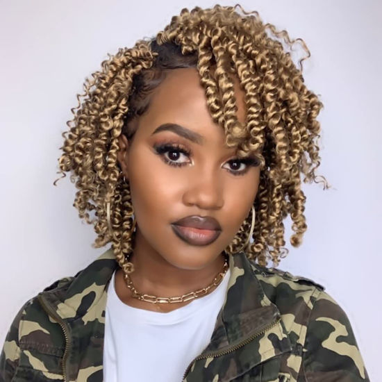 Picture of The BOHOBABE Pre-twisted Passion Twist Crochet Hair 8 Inch Short Pre-looped Crochet Passion Twist Braiding Hair 8 Packs (27#)