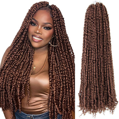 Picture of The BOHOBABE Pre-twisted Passion Twist Crochet Hair 24 Inch Pre-looped Long Crochet Passion Twist Braiding Hair 8 Packs Soft Bohemian Twists (30#)