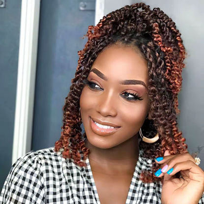 Picture of The BOHOBABE Pre-twisted Passion Twist Crochet Hair 8 Inch Short Pre-looped Crochet Passion Twist Braiding Hair 8 Packs (T350)