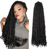 Picture of The BOHOBABE Pre-twisted Passion Twist Crochet Hair 20 Inch Long Pre-looped Crochet Passion Twist Braiding Hair 8 Packs Soft Bohemian Twists (1B)