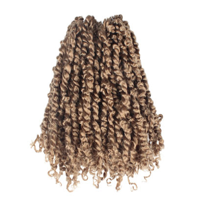 Picture of The BOHOBABE Pre-twisted Passion Twist Crochet Hair 14 Inch Short Pre-looped Crochet Passion Twist Braiding Hair 8 Packs (27#, Honey Blonde)